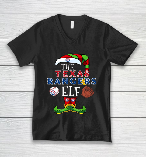 Texas Rangers Christmas ELF Funny MLB V-Neck T-Shirt