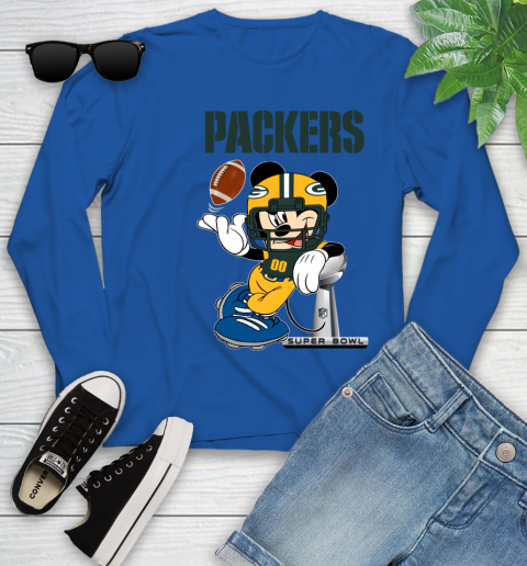 NFL Green Bay Packers Mickey Mouse Disney Super Bowl Football T Shirt Youth Long Sleeve 9