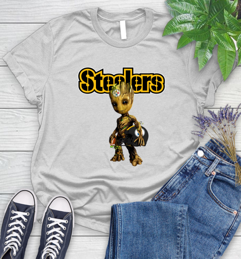 Pittsburgh Steelers NFL Football Groot Marvel Guardians Of The Galaxy Women's T-Shirt