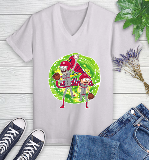 MLB St.Louis Cardinals Rick And Morty Baseball Sports Women's V-Neck T-Shirt