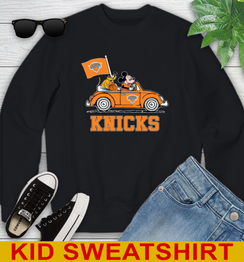 NBA Basketball New York Knicks Pluto Mickey Driving Disney Shirt Youth Sweatshirt 2