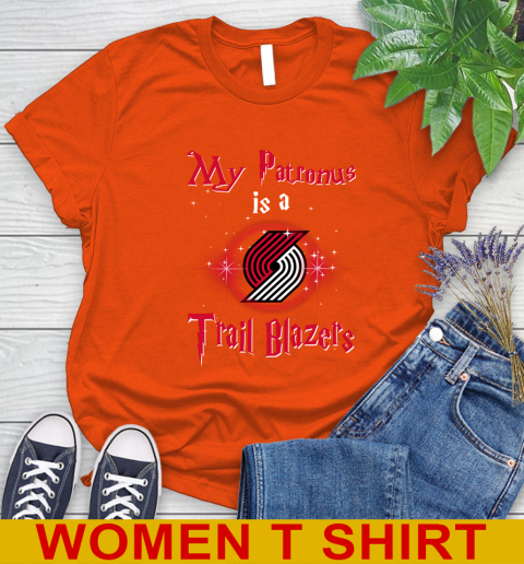 NBA Basketball Harry Potter My Patronus Is A Portland Trail Blazers Women's T-Shirt 3