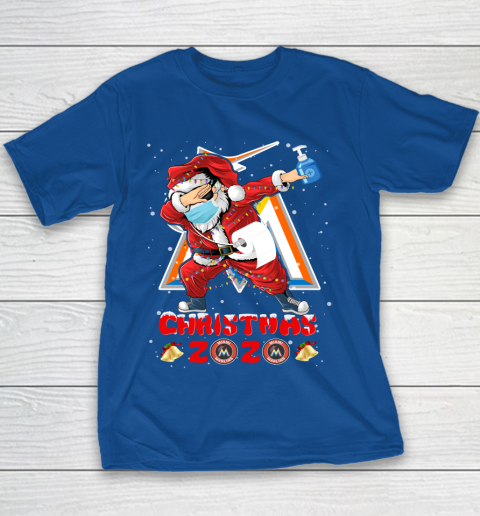 Miami Marlins Funny Santa Claus Dabbing Christmas 2020 MLB Youth T-Shirt 6