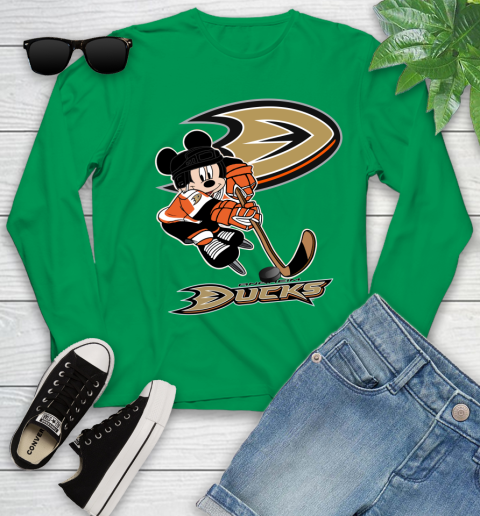 NHL Anaheim Ducks Mickey Mouse Disney Hockey T Shirt Youth Long Sleeve 6