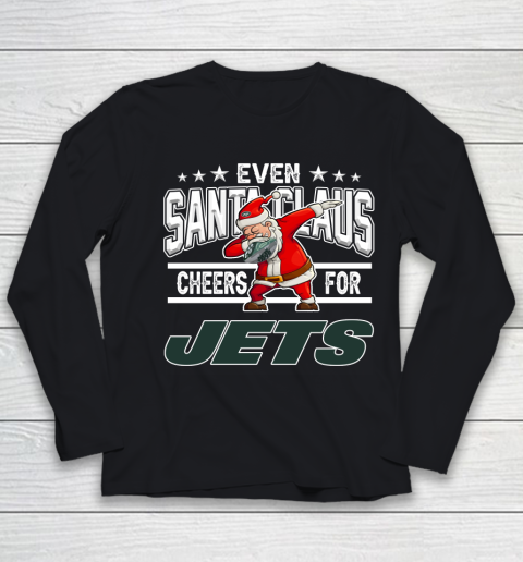 New York Jets Even Santa Claus Cheers For Christmas NFL Youth Long Sleeve