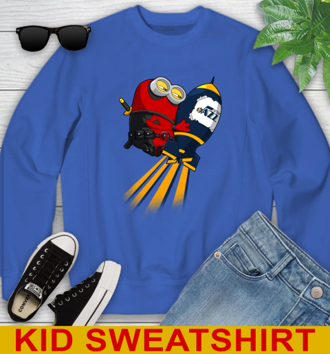 NBA Basketball Utah Jazz Deadpool Minion Marvel Shirt Youth Sweatshirt 6