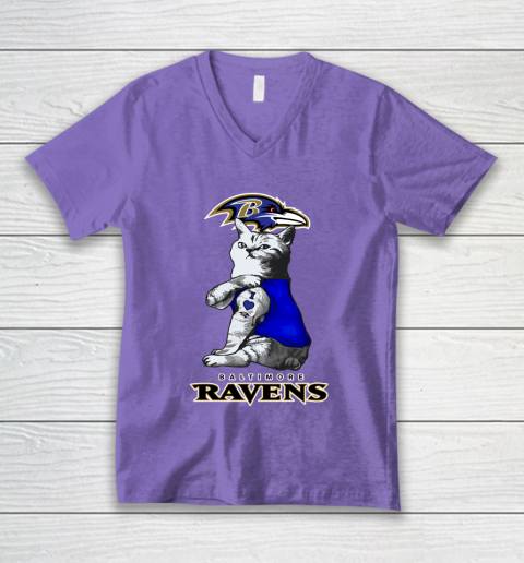 NFL Football My Cat Loves Baltimore Ravens V-Neck T-Shirt 8