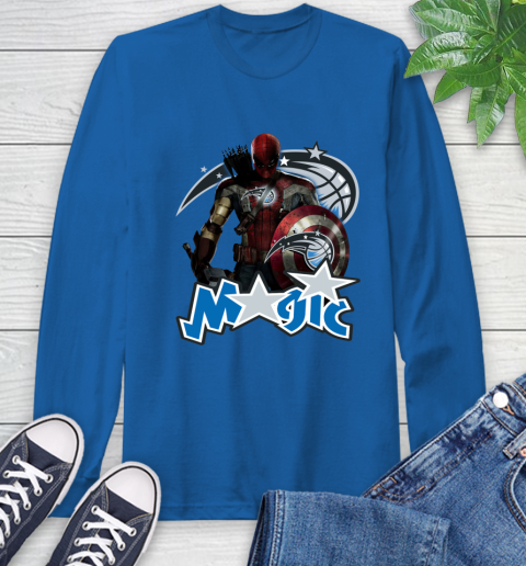Philadelphia 76ers NBA Basketball Captain America Thor Spider Man Hawkeye Avengers Long Sleeve T-Shirt 9
