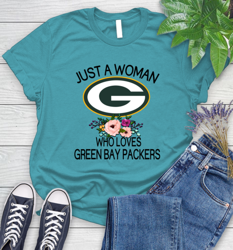NFL Just A Woman Who Loves Green Bay Packers Football Sports Women's T-Shirt 11