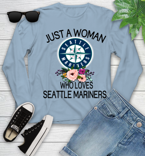 MLB Just A Woman Who Loves Seattle Mariners Baseball Sports Youth Long Sleeve 6
