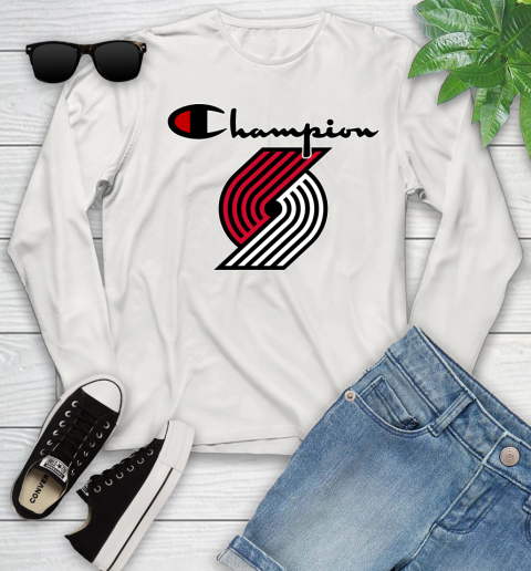 NBA Basketball Portland Trail Blazers Champion Shirt Youth Long Sleeve 10