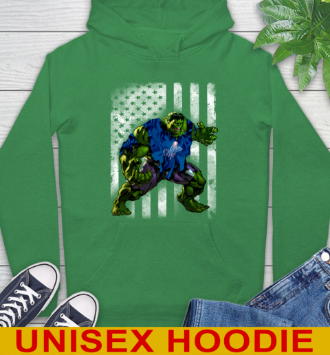 Los Angeles Dodgers Hulk Marvel Avengers MLB Baseball American Flag Hoodie 8