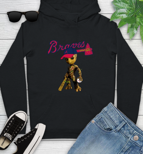 MLB Atlanta Braves Groot Guardians Of The Galaxy Baseball Youth Hoodie 2