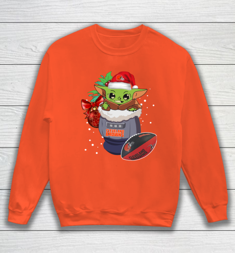 Cleveland Browns Christmas Baby Yoda Star Wars Funny Happy NFL Sweatshirt 4