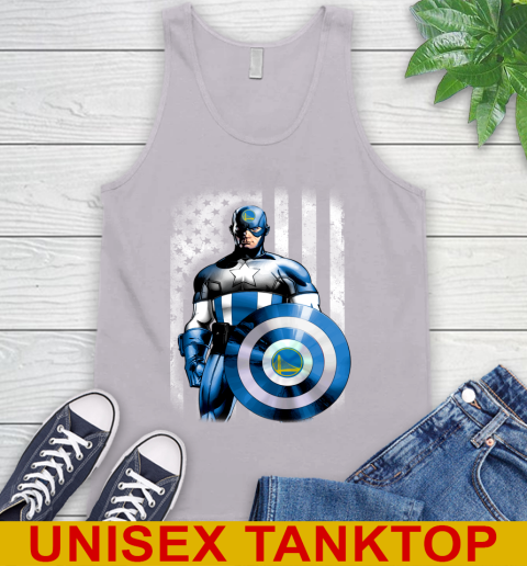 Golden State Warriors NBA Basketball Captain America Marvel Avengers American Flag Shirt Tank Top 3