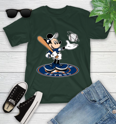 MLB Baseball Houston Astros Cheerful Mickey Disney Shirt Youth T-Shirt 5
