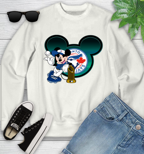 MLB Toronto Blue Jays The Commissioner's Trophy Mickey Mouse Disney Youth Sweatshirt