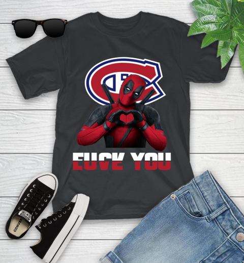 NHL Montreal Canadiens Deadpool Love You Fuck You Hockey Sports Youth T-Shirt