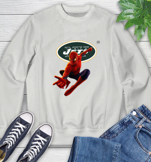 NFL Spider Man Avengers Endgame Football New York Jets Sweatshirt 5