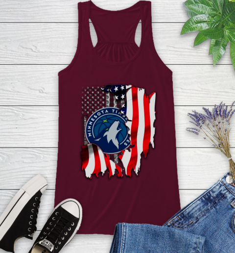 Minnesota Timberwolves NBA Basketball American Flag Racerback Tank 2