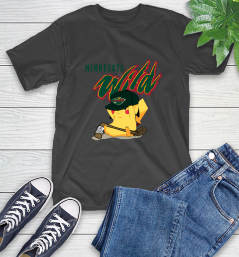 NHL Pikachu Hockey Sports Minnesota Wild T-Shirt 2