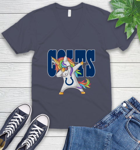 Indianapolis Colts NFL Football Funny Unicorn Dabbing Sports V-Neck T-Shirt 9
