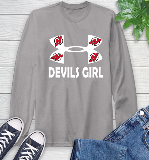 NHL New Jersey Devils Girl Under Armour Hockey Sports Long Sleeve T-Shirt 6
