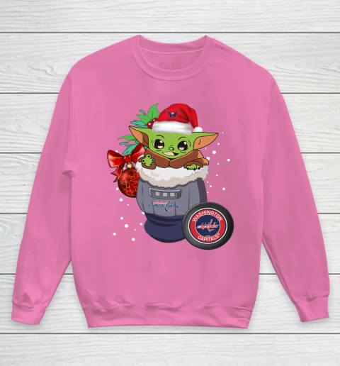 Washington Capitals Christmas Baby Yoda Star Wars Funny Happy NHL Youth Sweatshirt 7