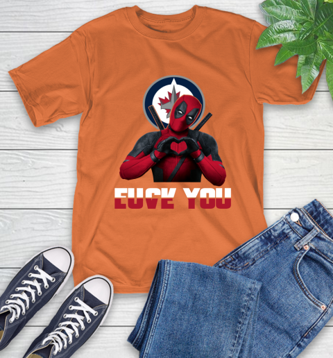 NHL Winnipeg Jets Deadpool Love You Fuck You Hockey Sports T-Shirt 4
