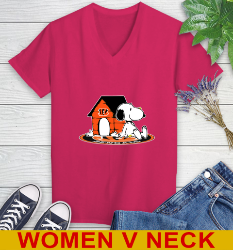 NFL Football Cincinnati Bengals Snoopy The Peanuts Movie Shirt Women's V-Neck T-Shirt 10