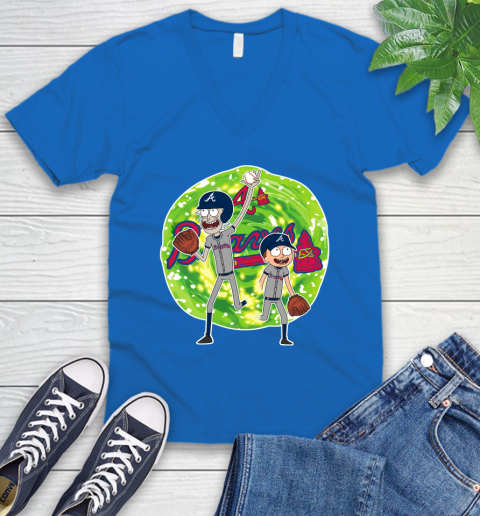 MLB Atlanta Braves Rick And Morty Baseball Sports V-Neck T-Shirt 6