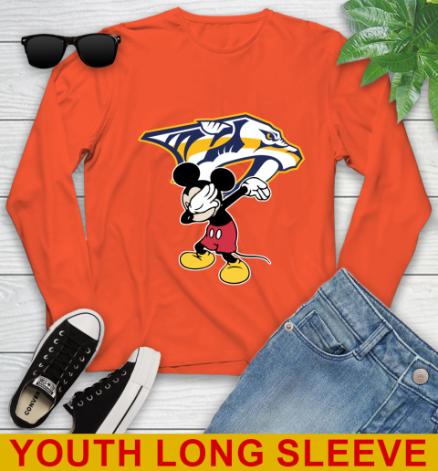 Nashville Predators NHL Hockey Dabbing Mickey Disney Sports Youth Long Sleeve 4