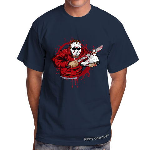 Air Jordan 5 Fire Red Matching Sneaker Shirt Jason Voorhees White And Red Sneaker Black Tshirt