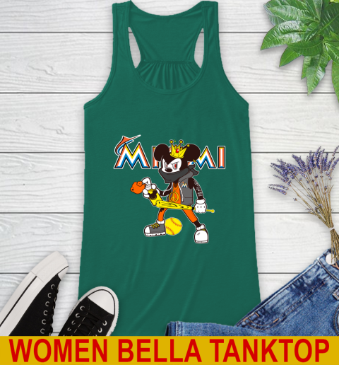 Miami Marlins MLB Baseball Mickey Peace Sign Sports Racerback Tank 7