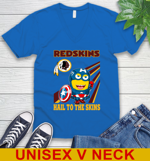 NFL Football Washington Redskins Captain America Marvel Avengers Minion Hail To The Skín Shirt V-Neck T-Shirt 5