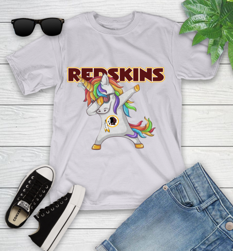 Washington Redskins NFL Football Funny Unicorn Dabbing Sports Youth T-Shirt 4