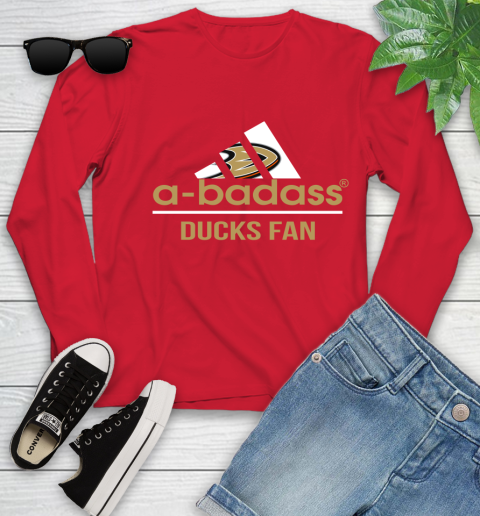 NHL A Badass Anaheim Ducks Fan Adidas Hockey Sports Youth Long Sleeve 11