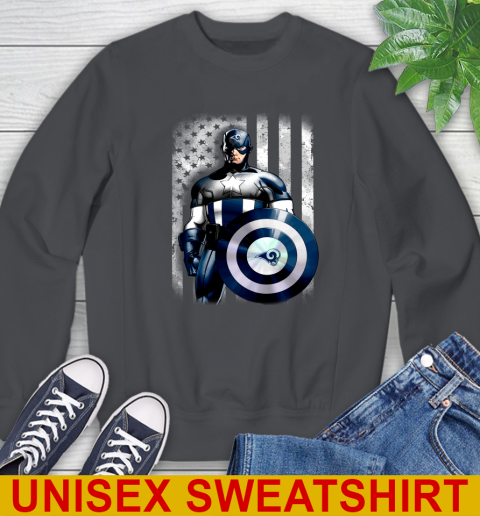 Los Angeles Rams NFL Football Captain America Marvel Avengers American Flag Shirt Sweatshirt 7