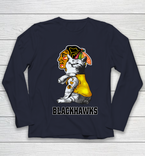 NHL My Cat Loves Chicago Blackhawks Hockey Youth Long Sleeve 2