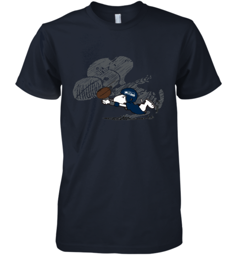 Seattle Seahawks Snoopy Plays The Football Game Premium Men's T-Shirt