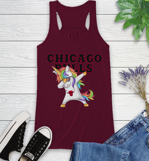 Chicago Bulls NBA Basketball Funny Unicorn Dabbing Sports Racerback Tank 3