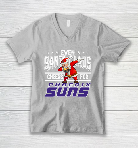 Phoenix Suns Even Santa Claus Cheers For Christmas NBA V-Neck T-Shirt 3