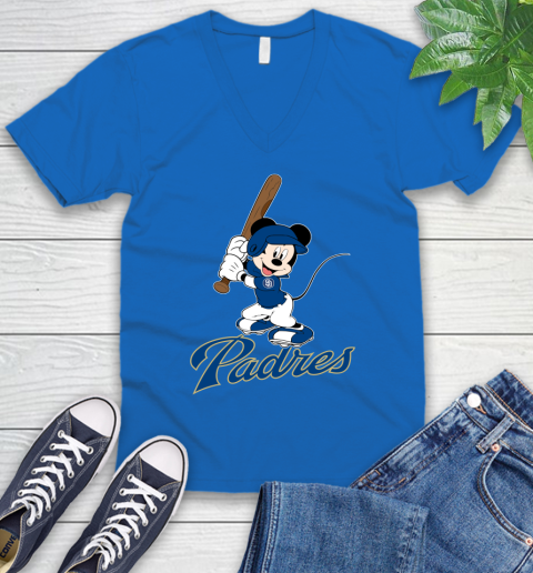 MLB Baseball San Diego Padres Cheerful Mickey Mouse Shirt V-Neck T-Shirt 6