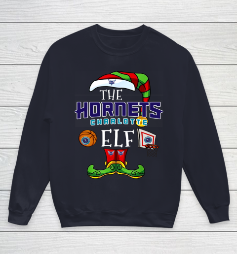 Charlotte Hornets Christmas ELF Funny NBA Youth Sweatshirt 2