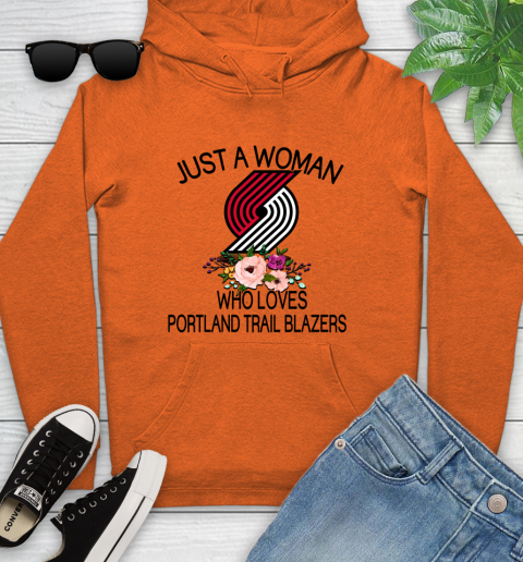 NBA Just A Woman Who Loves Portland Trail Blazers Basketball Sports Youth Hoodie 3