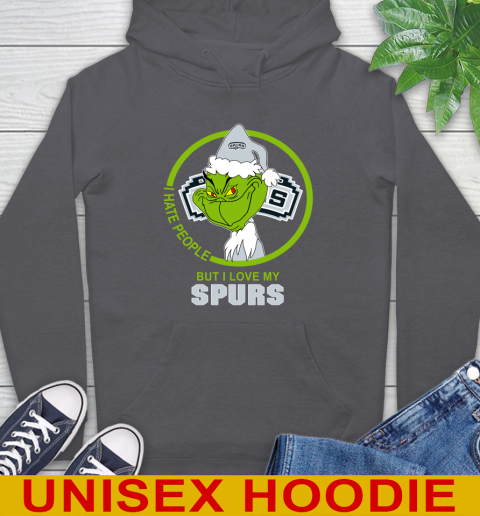 San Antonio Spurs NBA Christmas Grinch I Hate People But I Love My Favorite Basketball Team Hoodie 7
