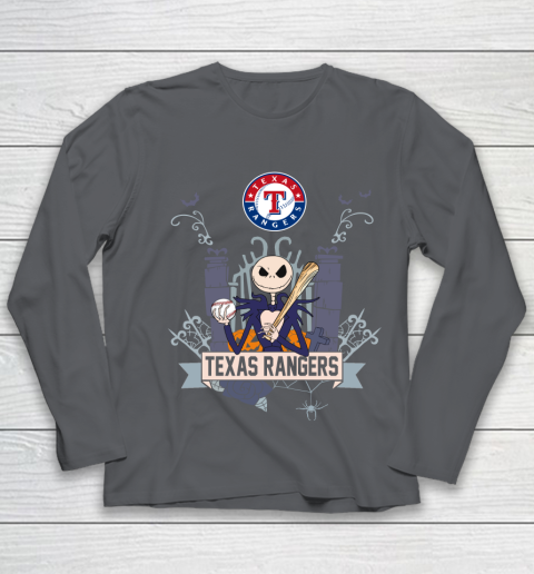 MLB Texas Rangers Baseball Jack Skellington Halloween Youth Long Sleeve 6