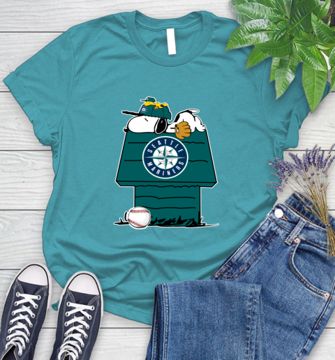 MLB Seattle Mariners Snoopy Woodstock The Peanuts Movie Baseball T Shirt Women's T-Shirt 12