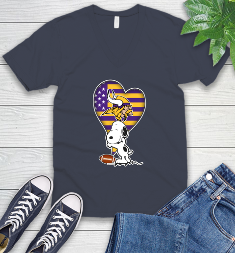 Minnesota Vikings NFL Football The Peanuts Movie Adorable Snoopy V-Neck T-Shirt 9