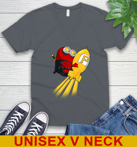 MLB Baseball Pittsburgh Pirates Deadpool Minion Marvel Shirt V-Neck T-Shirt 4